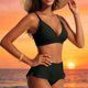 thumbnail image 5 of Tankini de moda para mujer, color sólido con cojín en el pecho y sin soporte de acero, traje de baño holgado con cordón dividido, traje de baño de dos piezas para mujer, trajes de baño tankini para mu, 5 of 6
