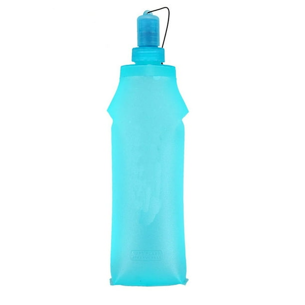 Eigraketly Botella de agua recargable, plegable, Flexible, bolsa lavable, actividad exterior, correr, acampar, viajar, ciclismo, botellas Ropa Deportiva, Zapatos Azul 500ml Eigraketly OD022329-03
