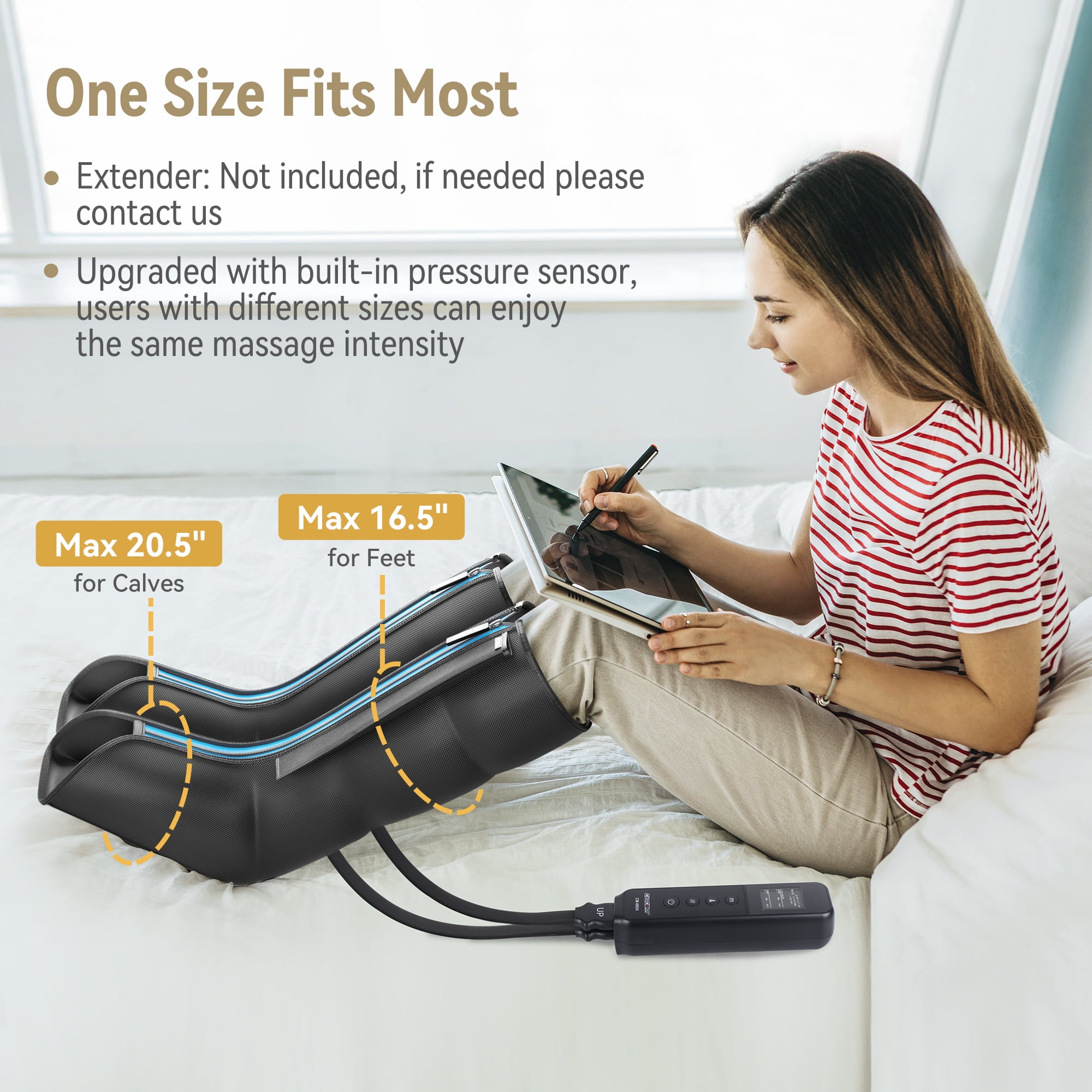  FIT KING Leg Massager with Heat for Circulation Upgraded Full  Leg and Foot Compression Boots Massager to Relieve Pain, Swelling, Edema,  RLS- Built-in Pressure Sensor & LCD Display- FSA HSA Eligible 