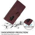 thumbnail image 5 of Wallet Case for Samsung Galaxy S9 Plus, Retro 9 Card Holder Slots Zipper Pocket Handbag Case PU Leather Magnetic Closure Kickstand with Wrist Strap TPU Shockproof Flip Case - Wine Red, 5 of 16