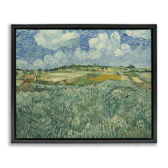 Stupell Industries Classical Van Gogh Farmland Landscape & Nature Painting Black Floater Framed Canvas Art Print Wall Art, 21 x 17