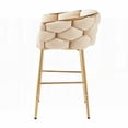 thumbnail image 2 of 28'' Modern Beige Counter Stool Set of 2 - Iron Frame with Soft Back & Cushion & Footrest, 2 of 16