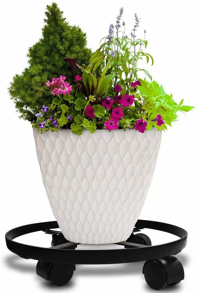Plant Caddy Heavy Duty Roller Stand Tray With Wheels Round Flower Pot 