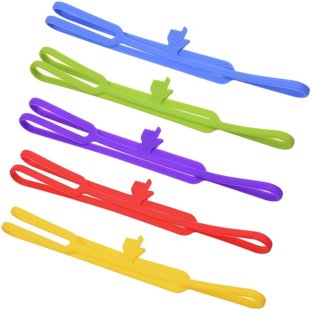 Marcapáginas de silicona, marcador de libros con punta de dedo para útiles escolares, papelería, colores surtidos, paquete de 5