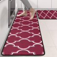 thumbnail image 2 of Kitchen Rugs Sets Of 2,Burgundy Geometric Quatrefoil Pattern Anti Fatigue Kitchen Mat Rugs Non Slip Washable,Decorative Kitchen Floor Mats for Kitchen,Sink,Laundry,17"x47"+17"x47", 2 of 5