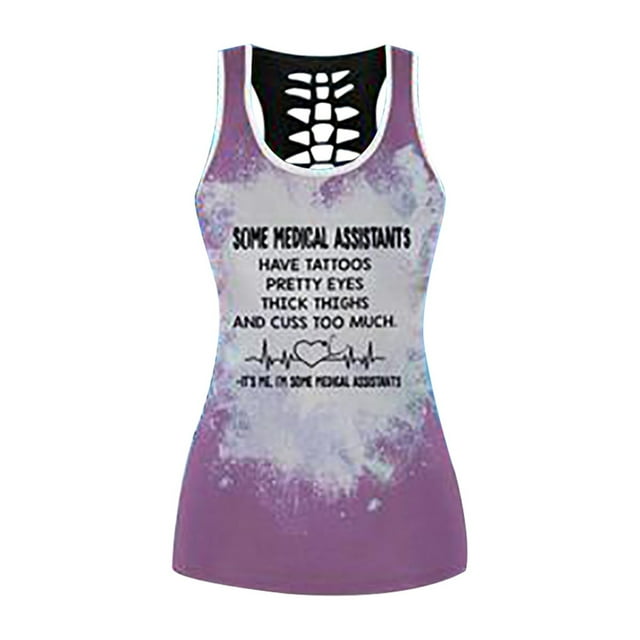 Womens Printing Sleeveless Shirts Vest Set Drawstring Shorts Set