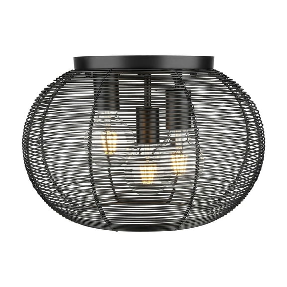 Golden Lighting Calypso 3-light Flush Mount in Matte Black