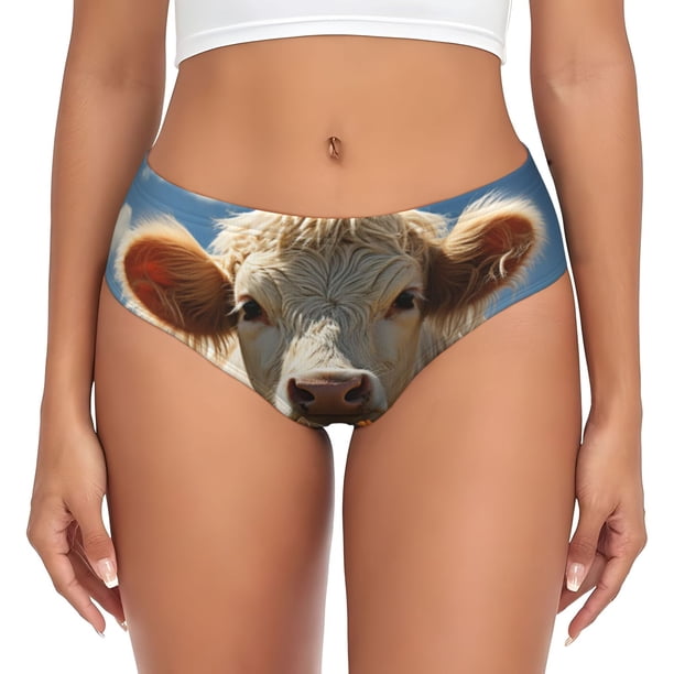 Fotbe Daisy Meadow Cow Calzones Estampados para Mujer – Ropa Interior de Algodón, Cómoda, Suave y Elástica-Medium