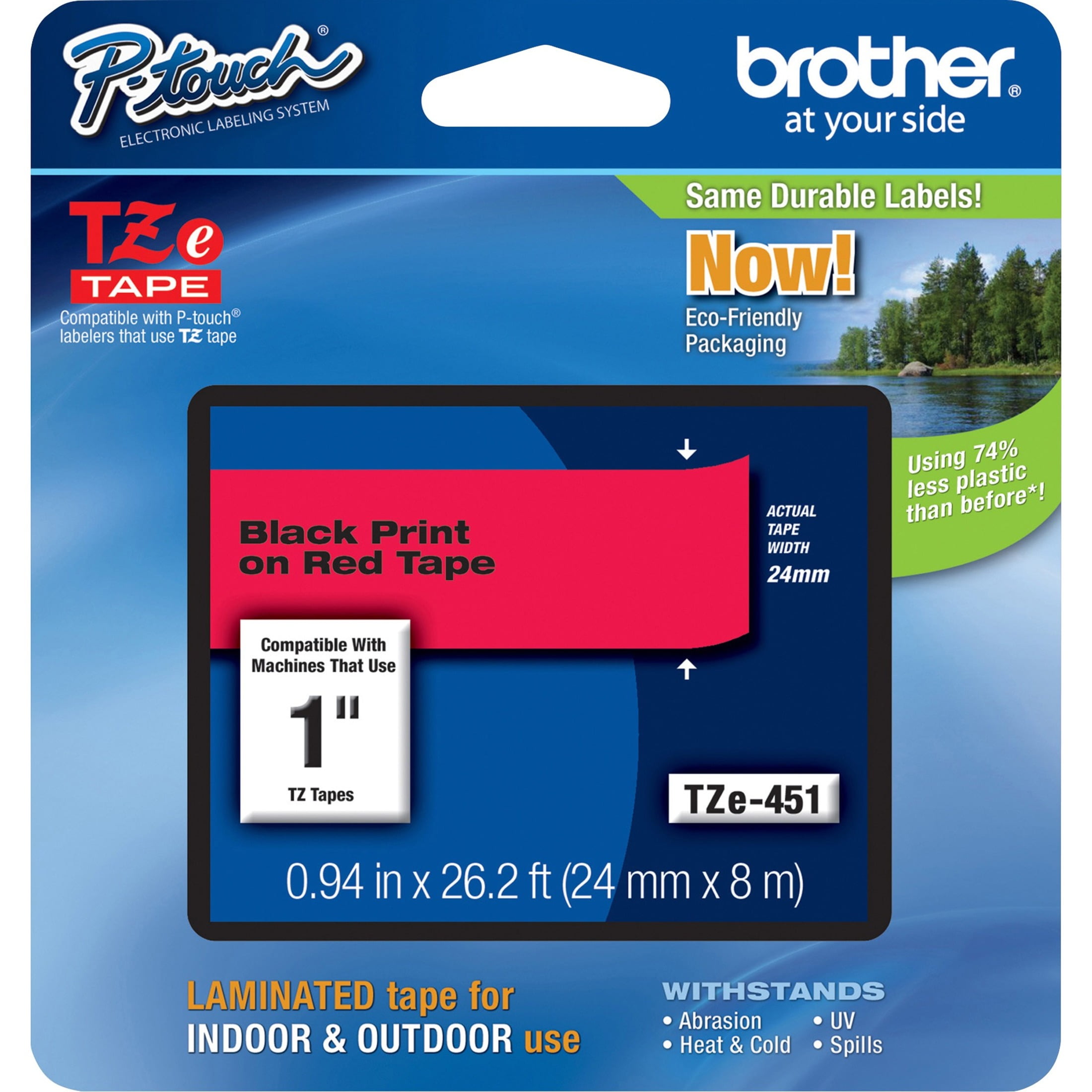 3PK Fits Brother P-Touch 0.94" TZ-451 TZe-451 Black on Red Label Tape 24mm 