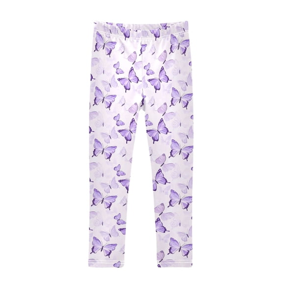 Purple Butterflies Printed Leggings Yoga Pants for in 4t to 10t