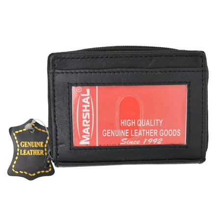 Genuine Leather Credit Card Case Holder Travel Wallet with ID Window