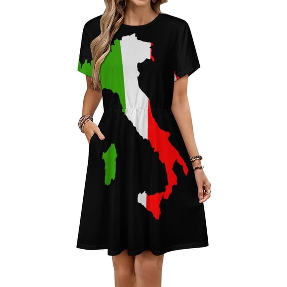 Italy Flag Map Women's Dress Short Sleeve Summer Sundress Summer Women Clothes