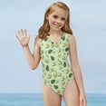 thumbnail image 5 of FOR U DESIGNS Green Girls Swimsuit One Piece Size 5-6 Years Avocado Leaf Kids Beach Bathing Suit Quick Dry Sleeveless Beach Wear Casual V-Neck Swimwear, 5 of 8