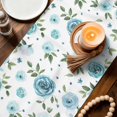thumbnail image 4 of Table Runners 72 Inches Long, Turquoise Flowers Cotton Linen Kitchen Dining Coffee Table Runner for Party Home Decor, Modern Botanical Floral Leaves Plants Tabletop Dresser Scarves 16x72 Inch, 4 of 9