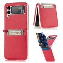 Allytech Case for Samsung Galaxy Z Flip 3 5G Cover 2021, Galaxy Z Flip 3 Wallet Case with Pen Slot, PU Leather Anti-Scratch Shockproof Card Slots Back Foldable Skin Case for Galaxy Z Flip3, Red