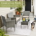 thumbnail image 5 of Homall 4 Pieces Patio Conversation Set Outdoor Furniture Rattan Chairs Wicker Seating with Cushion and Table Weather-resistant for Porch Garden Backyard, Gray /Beige, 5 of 8