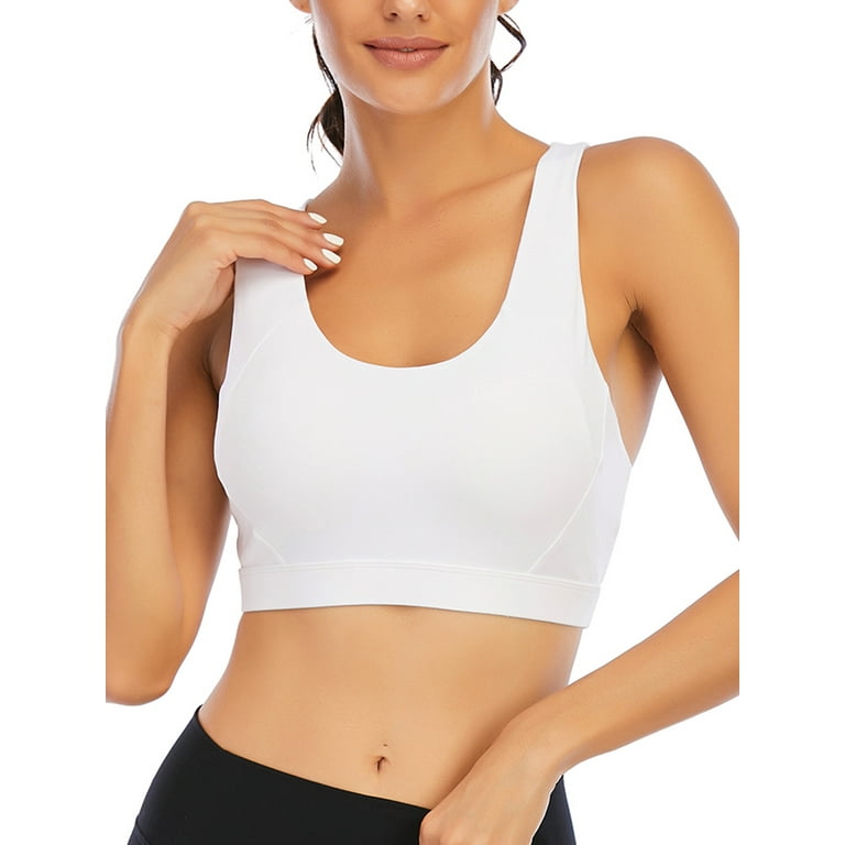 SHCKE Cross Back Sports Bra For Women With Removable Cups Medium Support  Workout Yoga Bra