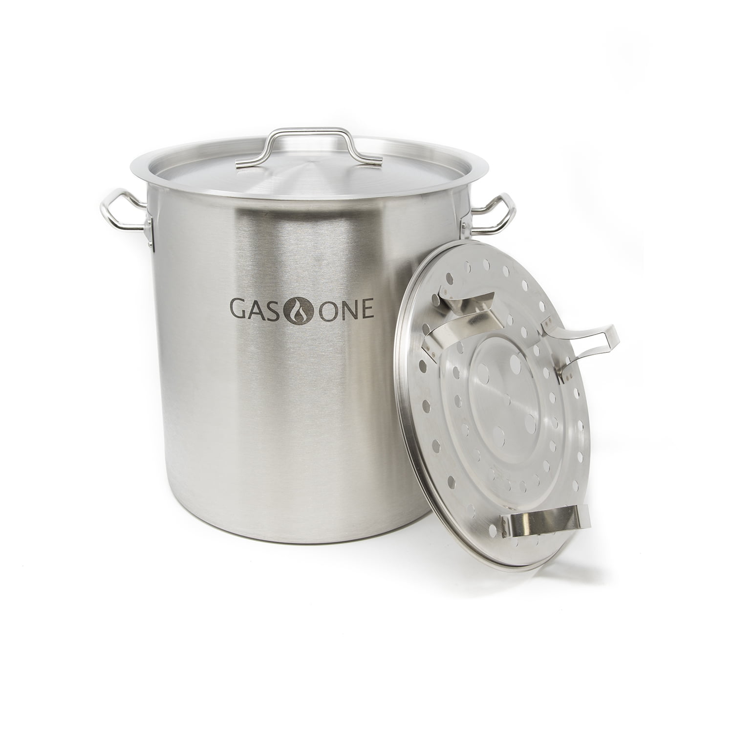 Gas One Stainless Steel Stock Pot with Steamer 8 Gallon with lid/cover & Steamer Rack Crab Pot/Steamer Thickness 1mm Perfect for Homebrewing & Boiling Sap for Maple Syrup Dumpling Crawfish Tamale 