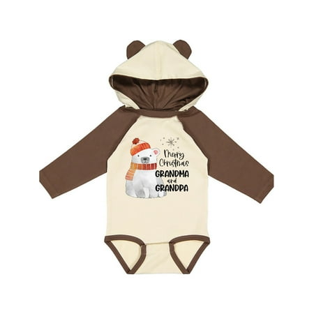 

Inktastic Merry Christmas Grandma and Grandpa Cute Polar Bear Gift Baby Boy or Baby Girl Long Sleeve Bodysuit