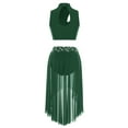 thumbnail image 4 of iiniim Lyrical Dance for Women Sequin Crop Top Mesh Tulle Leotard Skirt Modern Contemporary Dancewear Dark Green XXL, 4 of 7