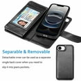 thumbnail image 4 of Wallet Case for iPhone 16e (2025) Wallet Case 6.1" 5G, [9 Card Slots] Luxury PU Leather Credit Holder Carrying Folio Flip [Detachable] Kickstand Magnetic Phone Cover & Lanyard [Black], 4 of 5