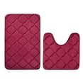 thumbnail image 3 of 2 Piece Geometric Design Solid Color Memory Foam Rug Set Non-Slip PVC Backing, 3 of 7