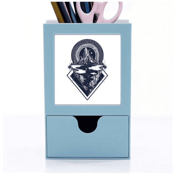 Iceberg Starry Sky Stream Art Pattern Desk Supplies Organizer Pen Holder Card