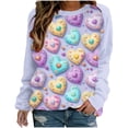 thumbnail image 1 of VALMASS Chandails en Molleton Col Rond pour Femmes Saint-Valentin Imprimé Floral Manches Longues Mode Décontractée Blouses Sans Capuche (S, Violet), 1 of 3