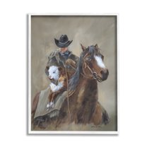 Stupell Ranch Cowboy Western Horse Animals & Insects Painting White Framed Art Print Wall Art