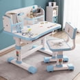 thumbnail image 4 of Floseru Kids Desk Chair Set, Children Table and Chair Set Multi Functional Widened Desktop with Tilt Book Stand Drawer Cartoon Pattern Height Adjustable School Study Desk Set for Boys Girls, 4 of 10