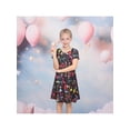 thumbnail image 2 of Sunny Fashion Girls Dresses Short Sleeve Black With Colorful Cat Print Casual Daily Wear Dress 4 Years, 2 of 7