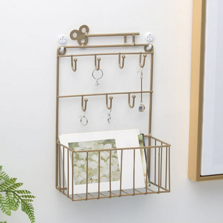 Bling Coat Hooks for Wall Wall Hanging Organizer Key Hooks Holder Storage Basket Decorative Iron Rack Decoration For Kitchen Bedroom Bathroom Office