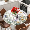 thumbnail image 2 of Spring Floral Round Tablecloth 45-54 Inch Round Fitted Table Cloth with Elastic Edge, Pastoral Summer Botanical Flowers Herb Waterproof Table Cover Protector for Outdoor Picnic Party Dining, 2 of 6