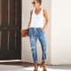 thumbnail image 5 of Pantalones de Bolsillo Rasgados Para Mujer Pantalones Casuales Con Cordón Lavado En La Cintura Elástica Con Cordón de Mezclilla Odeerbi  ODB-6, 5 of 7