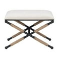 thumbnail image 3 of Linon Anna Campaign Accent Stool Black Metal Legs with Rope Detail in Cream, 3 of 13