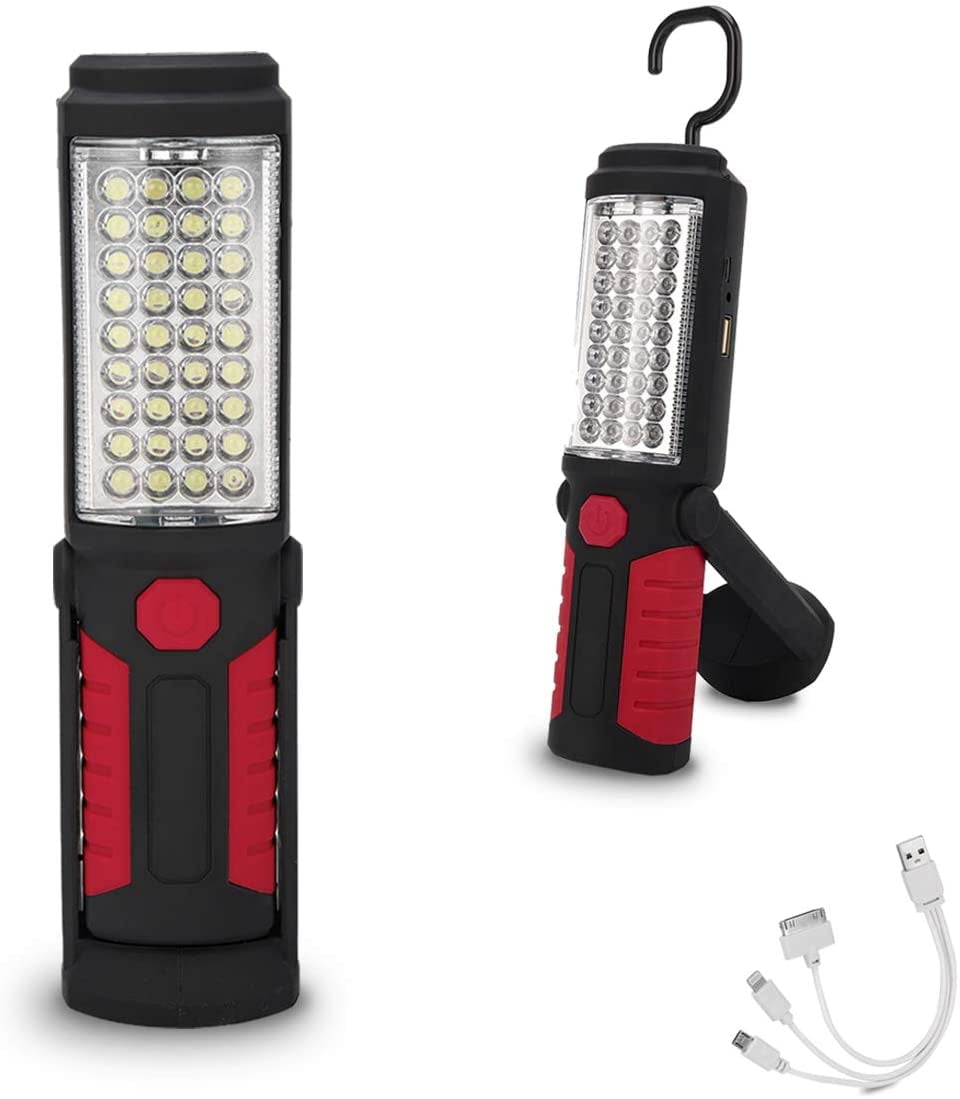 34 SMD LED Work Light Rechargeable Flashlight Hanging Hook Emergency Lamp 