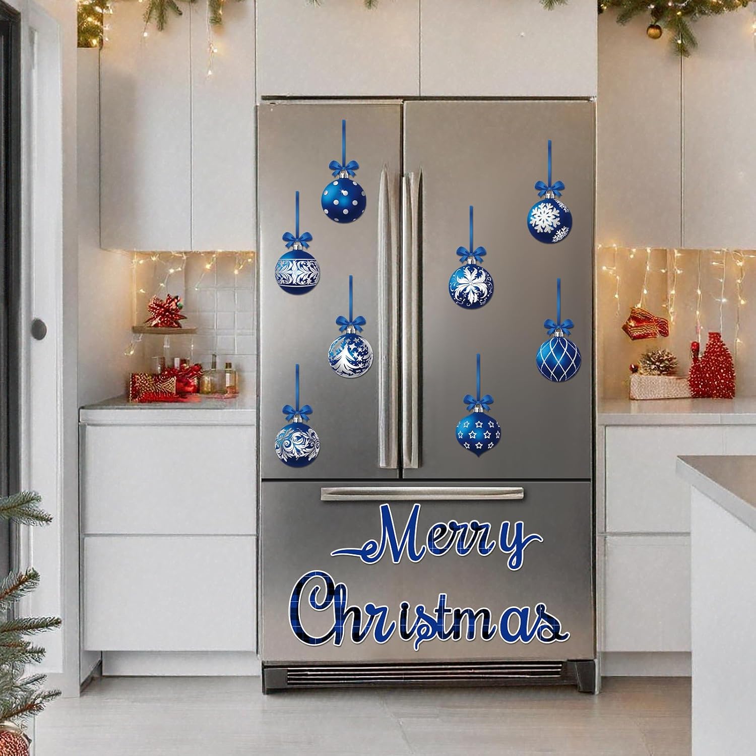 CozyNestFinds 36 Pcs Christmas Garage Door Magnets Decorations, Xmas Ball Garage Door Decorations, Merry Christmas Magnets Stickers for Refrigerator Fridge Kitchen Car Indoor Outdoor Decorations