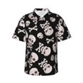 thumbnail image 1 of Balery black white Skull bone Camisas hawaianas de manga corta para hombre, camisas playeras de corte holgado, camisas de vacaciones con botones,X-Large, 1 of 7
