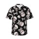 thumbnail image 1 of Balery black white Skull bone Camisas hawaianas de manga corta para hombre, camisas playeras de corte holgado, camisas de vacaciones con botones,Large, 1 of 7