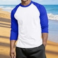 thumbnail image 2 of Abomasnow Mens Big and Tall Athletic Shirts 3/4 Length Sleeve Crewneck Color Block Shirts Casual Soft Workout Running Basic Shitrts, 2 of 5