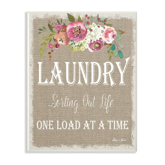 The Stupell Home Decor Collection Floral Linen Laundry Sorting Life Oversized Wall Plaque Art, 12.5 x 0.5 x 18.5