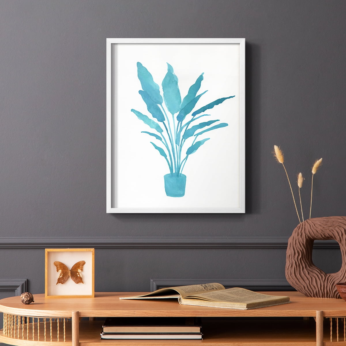 Watercolor House Plant I Framed Print in White Solid Wood 8 x 10 Framed Print