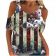 thumbnail image 1 of Fiudx Ofertas y Liquidaciones Camisa de Cuello Redondo de Manga Corta con Hombros Descubiertos y Estampado Informal a La Moda para Mujer, 1 of 4