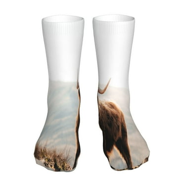 Gaeub Yak Print Sports Socks,No Heel Casual Mid-Tube Socks,Crew Socks for Women and Man For Trouser, Dress, Business