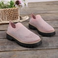 thumbnail image 5 of Loafers for Women Knit Mesh Rhinestone Platform Lug Sole Casual Slip on Walking Shoes Comfortable Dressy Flat Shoes Light Pink Size 6.5, 5 of 8
