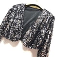 thumbnail image 5 of ZAZYULZ Women's Short Sequin Party Long Sleeve Jacket Party Blazer(Black,A), 5 of 5