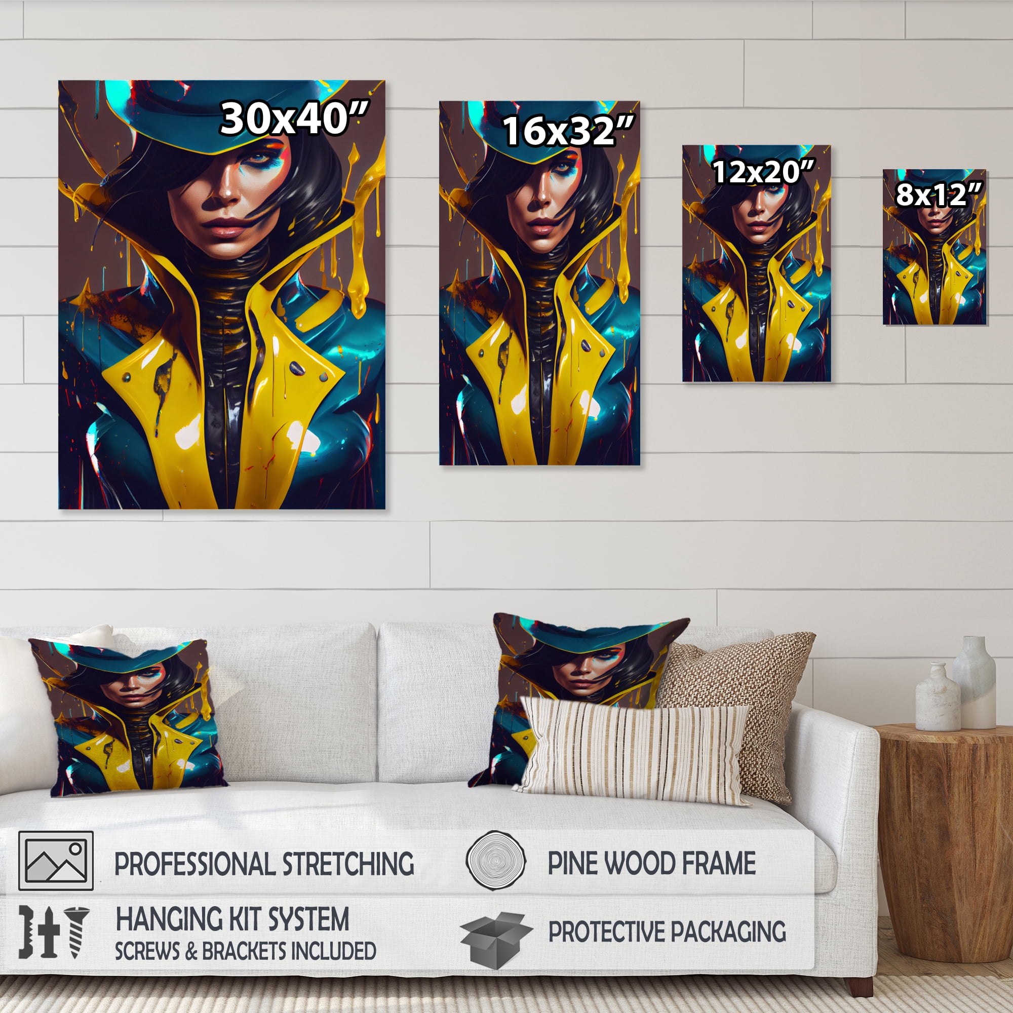 Designart Female Criminal Mastermind X Canvas Wall Art