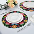 thumbnail image 6 of Mexican Floral Round Placemats Washable Placemats Non-Slip Heat-Resistant Table Place Mats for Dining Kitchen Holiday Party Table 15.4"-4PCS Home Decor, 6 of 7