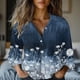 thumbnail image 5 of Blusas para las Mujeres Casual Verano Botón Sólido Delantero Cuello en V Suelto de Manga Larga Mezcla de Lino, Camisa de Vaquero Vestido de las Mujeres, 5 of 6