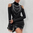 thumbnail image 5 of Olyvenn Mock Neck Tops for Women Cold Shoulder Rhinestone Shirts Long Sleeve Sexy Slim Fit Trendy Going Out Casual T-Shirts Black XL, 5 of 6